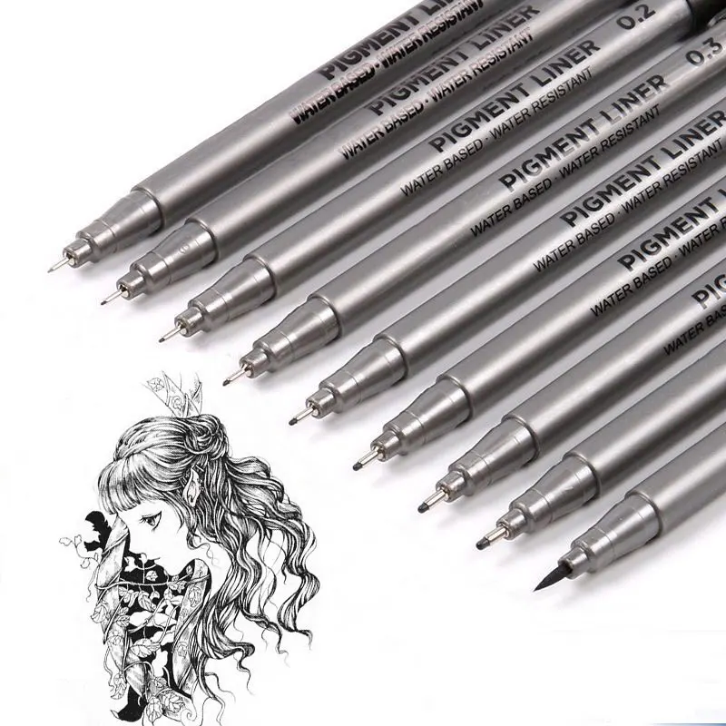 9Pcs/set Pigment Liner Micron  - đánh giá và giá Copic Marker Sketch