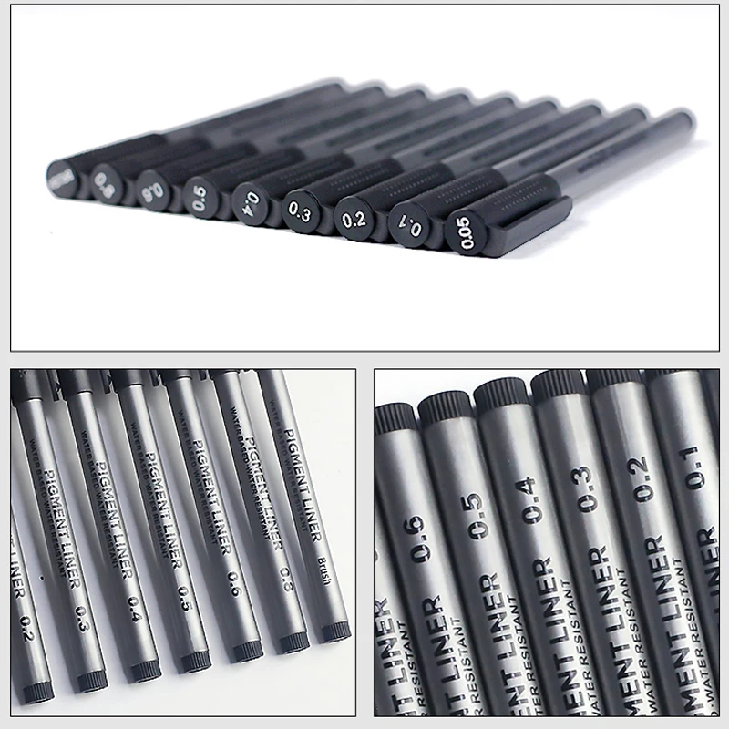 9Pcs/set Pigment Liner Micron  - đánh giá và giá Copic Marker Sketch